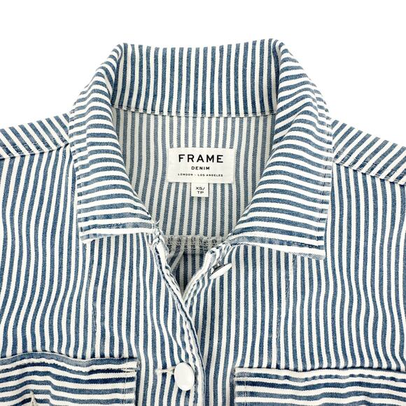 FRAME Engineer Striped Denim Shirt Jacket XS - Picture 6 of 14